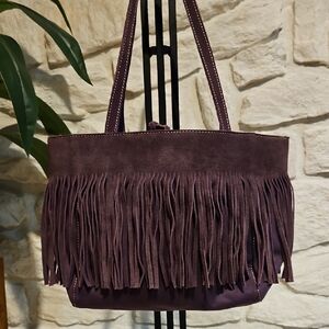 Nine West Plum Suede Fringe Shouler Bag – Boho Western Chic